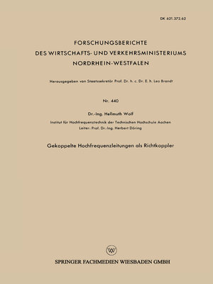 cover image of Gekoppelte Hochfrequenzleitungen als Richtkoppler